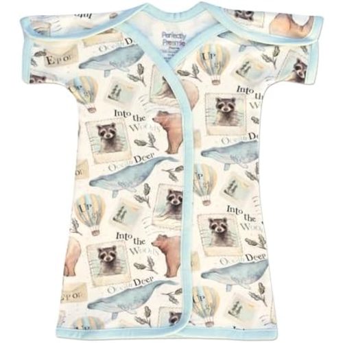 Boy's & Girl's Open-Shoulder Short-Sleeve Ultra Soft NICU Gown - NICU Friendly - Micro (1-2.5lbs)
