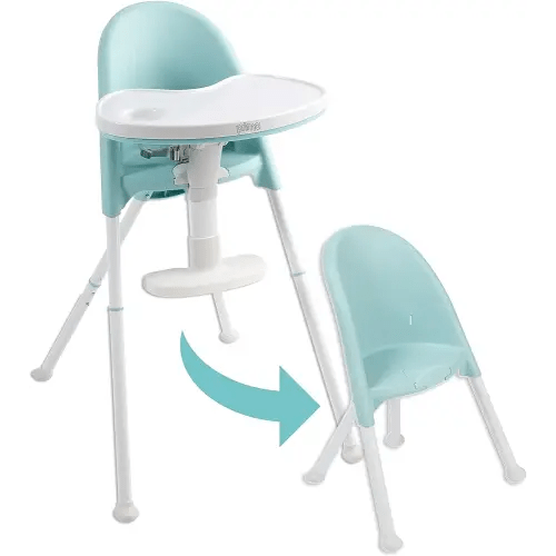 Primo Cozy TOT Deluxe Convertible Folding High Chair & Toddler Chair, Teal/White