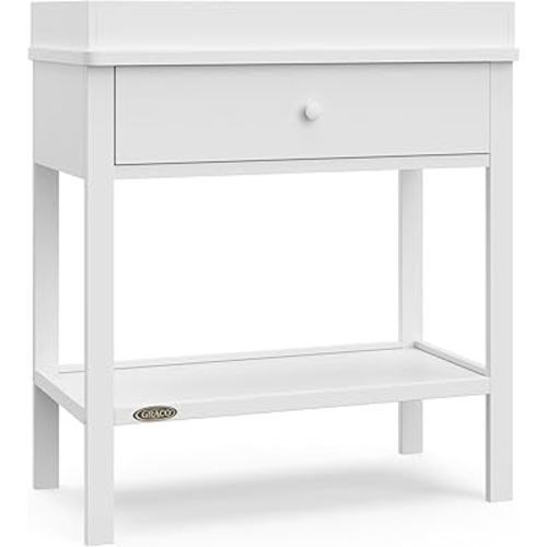 Graco Storage Baby Changing Table (White) - GREENGUARD Gold Certified, Changing Table with Drawer, Changing Table Topper, Perfect for Any Nursery Decor
