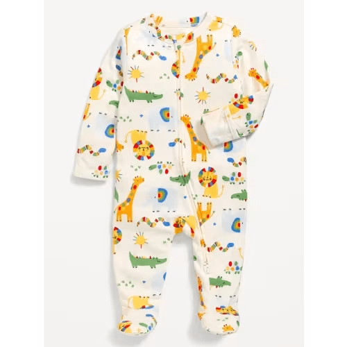 Color: Animal Mix -- Size: 6-9M -- 2-Way-Zip Sleep & Play Footed One-Piece for Baby