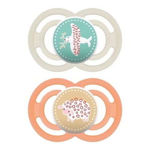 MAM Perfect Pacifier 2ct 6+ Months, Color: Beige/Orange