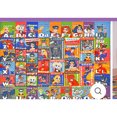 DC Super Hero ABC's Traits & Emotions Educational & Kids Game Rug - KC Cubs