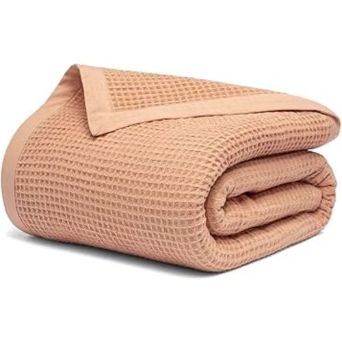 Salt Earth GOTS Certified 100% Organic Cotton Throw Blanket, 55" X 60" Waffle Blankets & Throws for Home, Throw Blanket for Couch, Modern & Cozy Blanket, All Season, Comfy and Soft Blanket (Sun Bay)