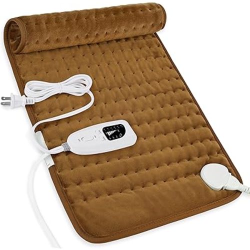Heating Pad-Electric Heating Pads for Back,Neck,Abdomen,Moist Heated Pad for Shoulder,Knee,Hot Pad for Arms and Legs,Dry&Moist Heat & Auto Shut Off(Brown, 12''×24'')