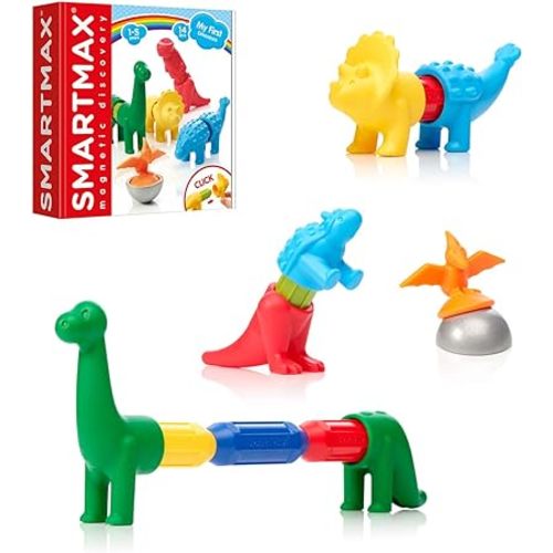 SmartMax My First Dinosaurs STEM Magnetic Discovery Building Set for Ages 1-5, with Soft Animals