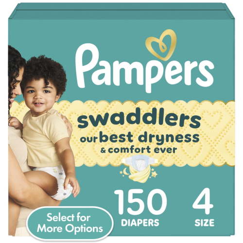Free Shipping! Pampers Swaddlers Baby Diapers, Size 4, 150 Count, Hypoallergenic, LeakGuard Protection