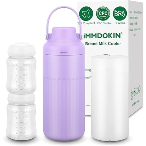 Compact Breast Milk Cooler Bottle, 12oz Portable Breastmilk Cooler with 2 Storage Bottles, 30H Cold Storage Breast Milk Chiller for Travel & Outdoor Use, Leakproof Reusable for Breastfeeding Moms