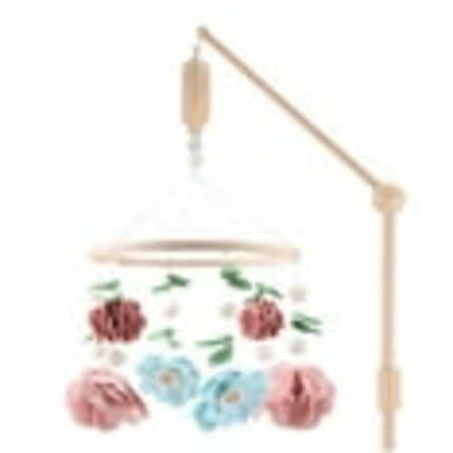 The Peanutshell Wildflower Baby Musical Wooden Crib Mobile