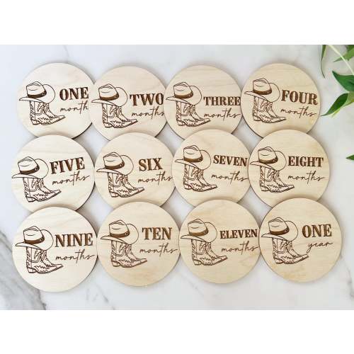 Cowboy Monthly Milestone Marker for Baby, Newborn Photo Prop, Cowboy Boots Milestone Cards, Western Baby Shower Gift