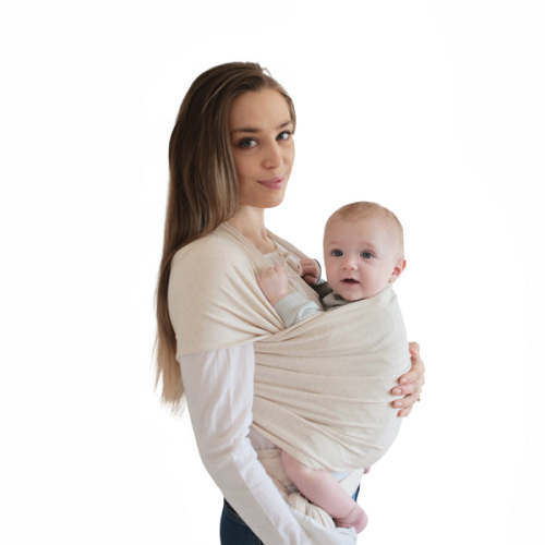 Mushie Organic Cotton Baby Wrap- Beige Melange