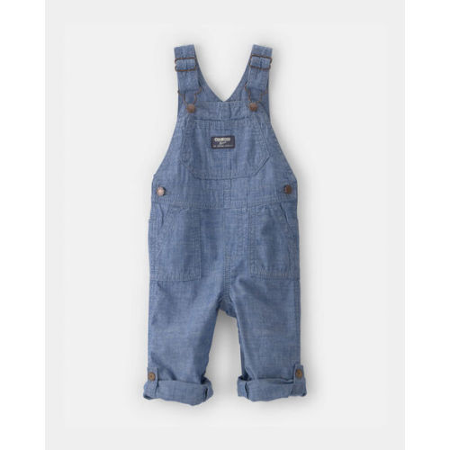 Baby Boy Chambray Cuffed Overalls - Medium Wash | Carter's