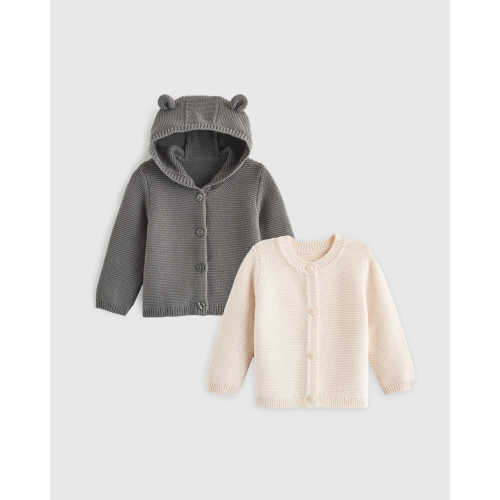 100% Organic Cotton Sweater Cardigan Set 2-Pack