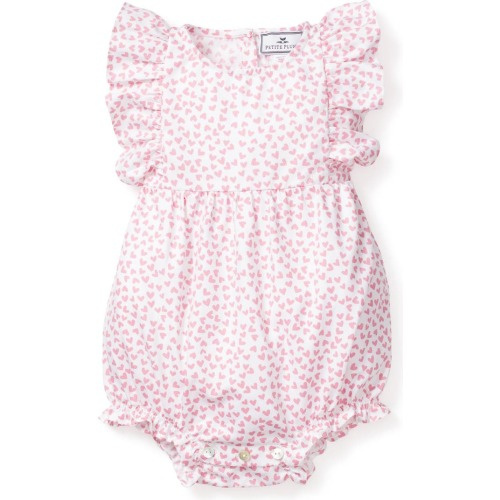 Baby Heart Print Ruffle Romper, 3-6M, Pink