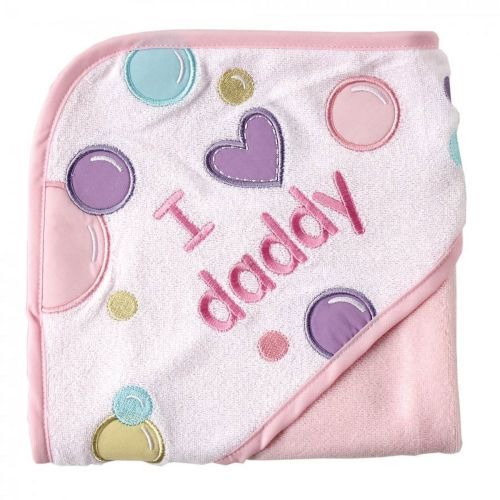 Luvable Friends Infant Newborn Baby Girl Bath Hooded Towel, Pink Dad, One Size
