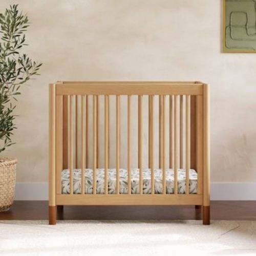 Babyletto Gelato 4-in-1 Convertible Mini Crib and Twin Bed - Natural Walnut Finish/Gold Feet