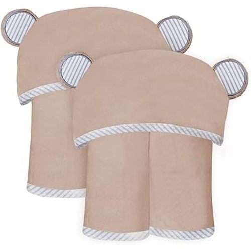 SWEET DOLPHIN 2 Pack Hooded Baby Towel, 100% Rayon Made from Bamboo, Baby Bath Towel with Hood for Babies, Infant, Toddler and Kids, Large 35 x 35 inch - Brown