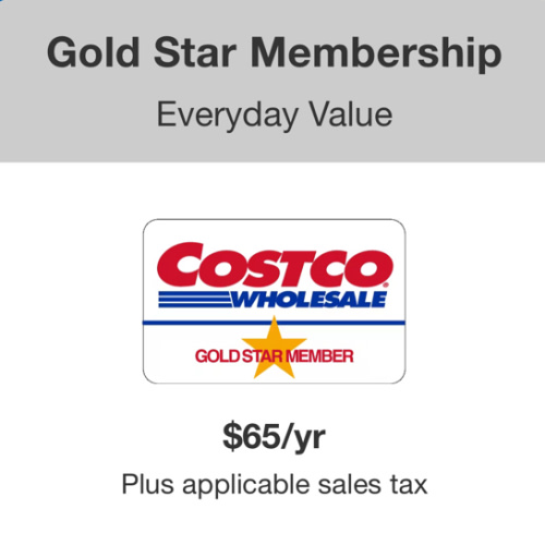 1 year gold star Costco membership