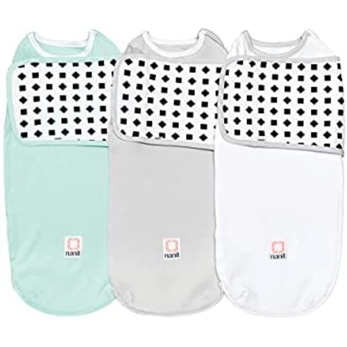 Nanit Breathing Wear Swaddle 3-Pack – Works Pro Baby Monitor to Track Breathing Motion, Like Your Hand On Their Heart from Anywhere, 100% Cotton, Size Small, 0-3 Months, Multi-Color