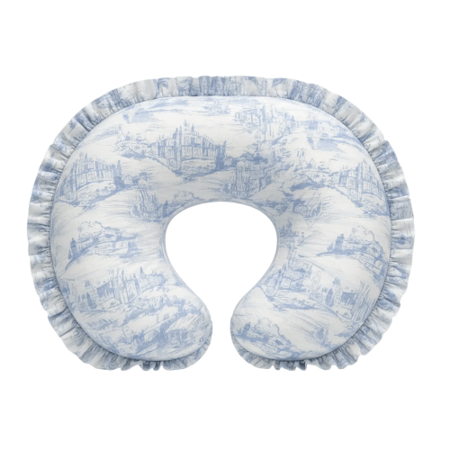 Blue Toile Ruffle Nursing Pillow Cover