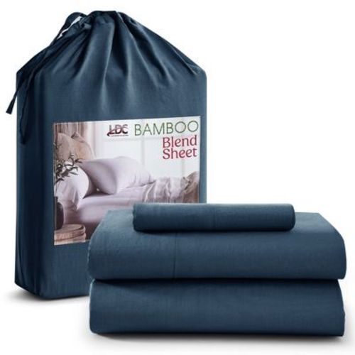 Twin 3 Pc Piece Rayon From Bamboo Sheets Solid Deep Pocket Sheet Set - Blue