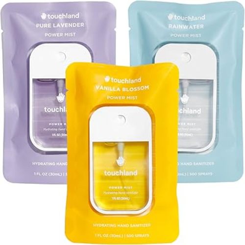 Touchland Power Mist Hydrating Hand Sanitizer Spray, BLOSSOM 3-Pack (Lavender, Vanilla, Rainwater), 500-Sprays each, 1Fl Oz Travel Size (Set of 3)
