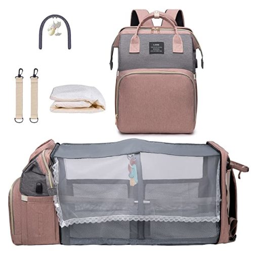 Diaper Bag with Changing Station,Diaper Bag Backpack,Girl Boy Diaper Bag,Large Capacity,900d Excellent Oxford(Ungrade Pink Grey) - Ungrade-pinkgrey