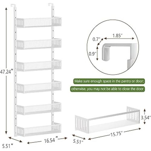 Over The Door Organizer with Mesh Baskets - Baby Essentials Storage (16" W 6-Tiers, White)