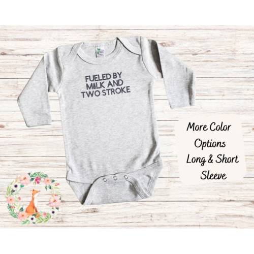 Fueled by Milk and Two Stroke Baby Bodysuit, Toddler Shirt, Youth Shirt, Snowmobile Baby, Snowmobile Boy, Snowmobile Girl, Baby Shower Gift