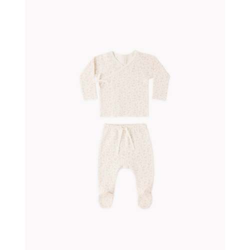 Wrap Top + Footed Pant Set Ditsy