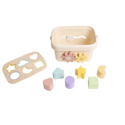 Pearhead Montessori Shape Sorter Bucket Toy for Toddlers, 12m+ - 8pc