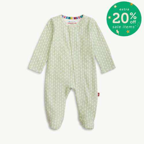 green cable leaf organic cotton magnetic parent favorite footie – Magnetic Me