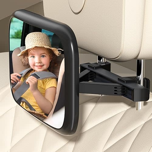 Baby Car Mirror, Upgrade Baby Mirror for Car, Safety Car Seat Mirror for Baby Rear Facing Infant with Wide Crystal Clear View Shatterproof Easy Install Crash Tested