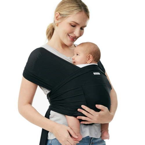 Momcozy Baby Wrap Carrier Air-Mesh, Cooling Fabric for Summer, Infant Carrier Slings, Adjustable Baby Carriers up 35 lbs Black
