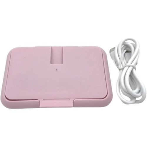 Baby Wipes Warmer Portable Napkin Warmer Box Paper Warmer USB Charging Wet Wipes Dispenser for Disposable Baby Wipes Cloth Wipes (Pink)