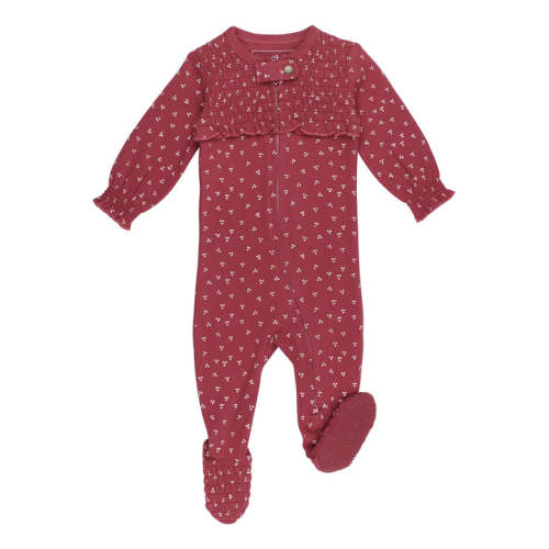 Organic Smocked Zipper Footie in Appleberry Dots – L'ovedbaby