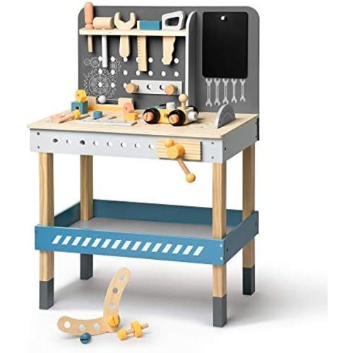 ROBUD Wooden Tool Workbench for Kids Toddlers, Toy Tools Set Gift for 3 4 5 6 7 Years Old and Up