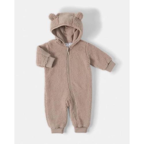 Fluffy Pramsuit - Bwn Mocha - 12-18M