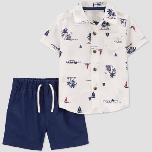 Carter's Just One You® Baby Boys' Sailboats Top & Bottom Set - White/Blue, Size: 12M