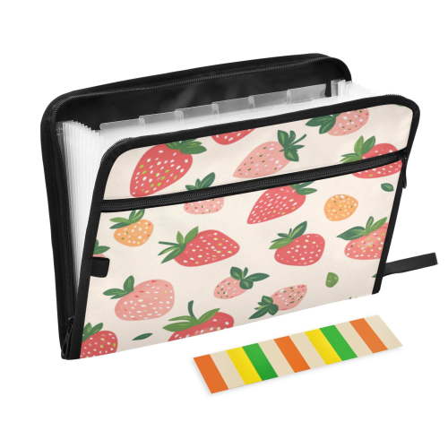 Organ Folder 14.2 x 0.8 x 10.6 Inches 13 Separate Pockets A4 Size Documents Folder A Sort Storage File Manager For The Home Office Pink Strawberry2