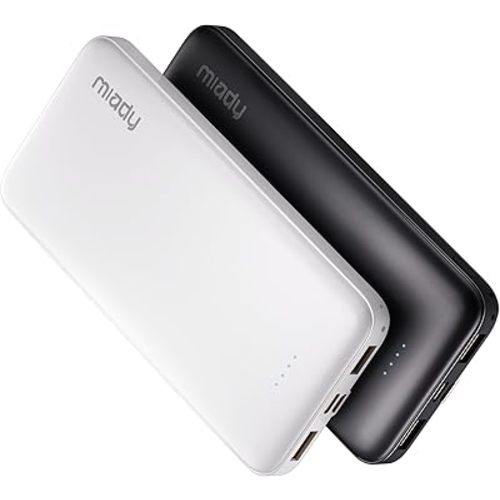Miady 2-Pack 10000mAh Dual USB Portable Charger, USB-C Fast Charging Power Bank, Backup Charger for iPhone 15/14/13, Galaxy S23/22, Pixel and etc