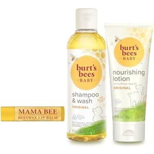 Amazon.com: Burt’s Bees Baby & Mom Gift Set – Joyful Moments with 3 Gentle Skin and Hair Care Products: Baby Shampoo and Wash, Baby Lotion, and Mom’s Bees Beeswax Natural Lip Balm : Baby