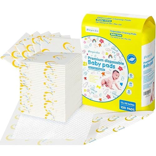 Baby Disposable Changing Pads 100 Count Incontinence Underpad Diaper Changing Liners Quick Absorb Soft Breathable Waterproof Leak Proof 13x18in