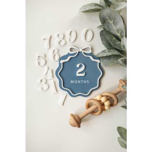 Interchangeable Acrylic Bow Monthly Milestone Markers | Matching Birth Announcement Sign | 1 Month-1 Year Milestone Markers |Baby Photo Prop
