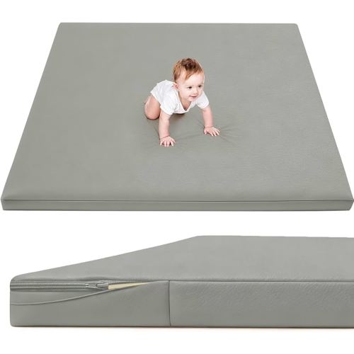 Waterproof Baby Play Mat for Floor 1.3"Thick Memory Foam 47 * 47 Cushion Playpen Playmat Tummy Time Crawling Mat Nursery Rug Pad Mattress Create Soft & Safe Area for Infants,Toddler,Kids,Grey