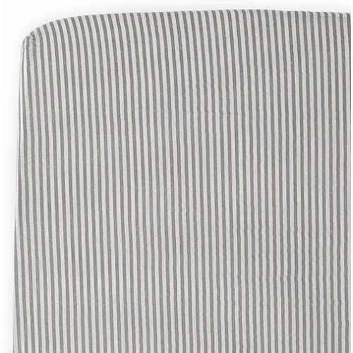 Little Unicorn Premium Crib Sheet | Breathable & Super-Soft Muslin Fabric (Grey Stripe)