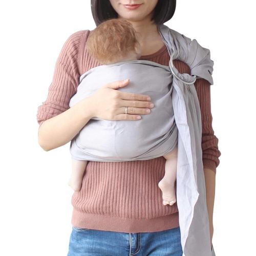 Vlokup Ring Sling Baby Carrier Wrap | Luxury lightweight Breathable Linen Baby Slings for Infant, Newborn, Kids and Toddlers | Adjustable, Breastfeeding, Shower Gift Grey