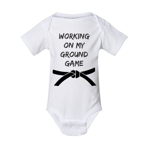 Freedomtees Working On My Ground Game Bodysuit, Jiu Jitsu Bodysuit Shirt, Funny Baby Shirt