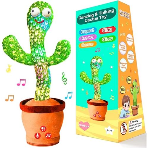 Dancing Talking Cactus Toy for Baby, Cactus Baby Toy with Adjustable Volume, Colorful Glowing Interactive Cactus Toy That Talks Back, Baby Toys 6-18 Months, baby Girl Gifts