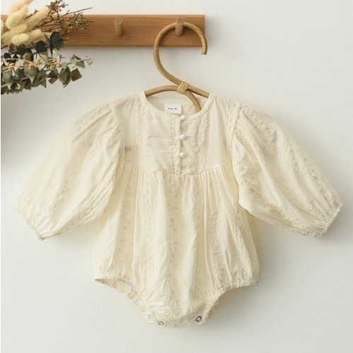Ivory Gray Cotton Lace Newborn Rompers