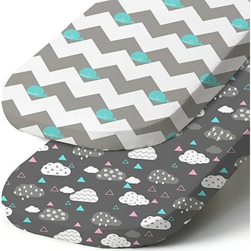 Stretch Fitted Bassinet Sheet Set BROLEX 2 Pack Cradle Sheets for Bassinet Pad/Mattress,Unisex Boys Girls,Ultra Soft,Whale Cloud